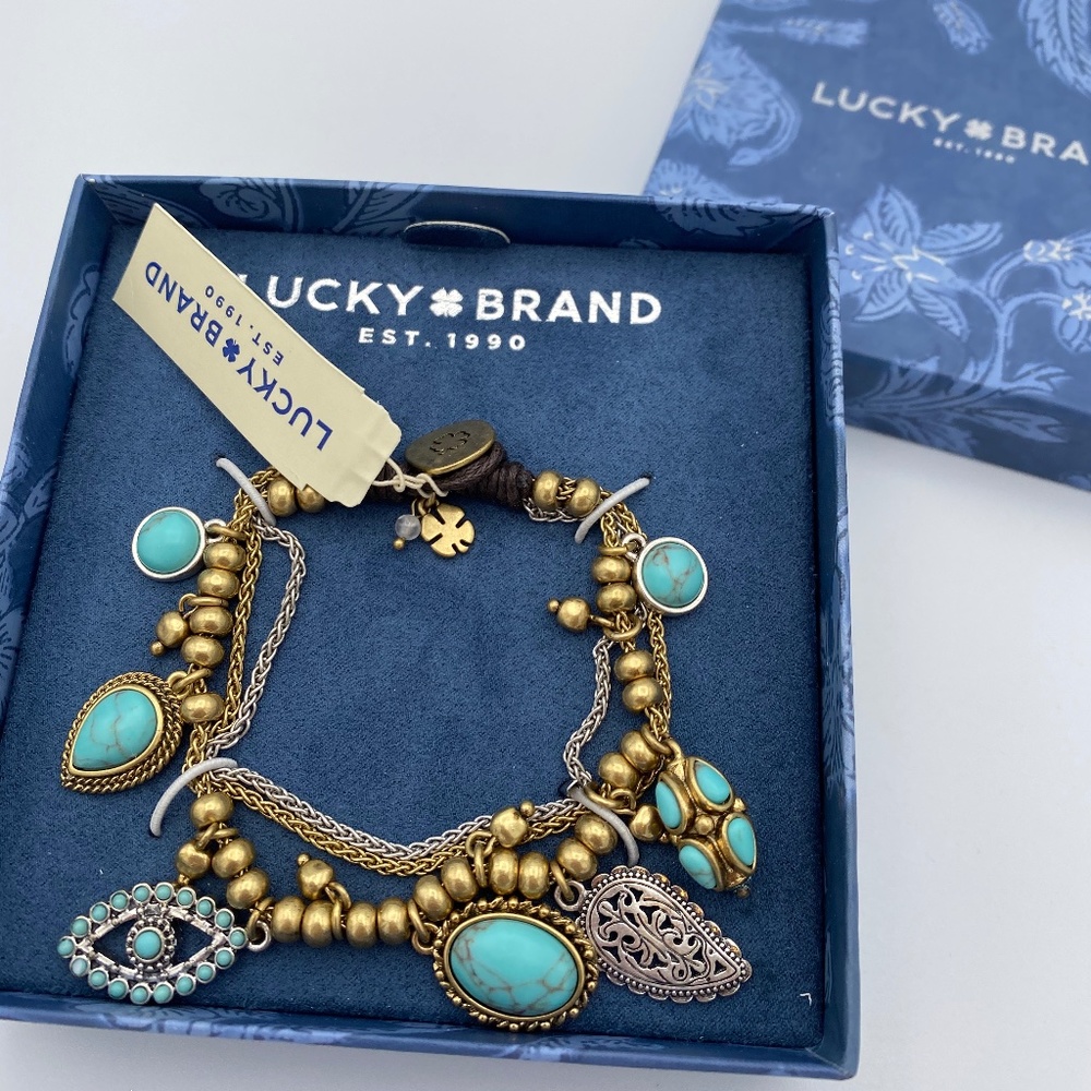 Lucky Brand Turquoise Antique Gold/Silver Bracelet